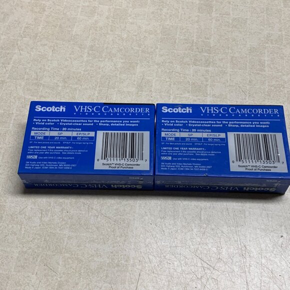 Scotch VHS-C TC-20 Lot Of 2 Tapes Camcorder Cassettes Vintage Sealed - Picture 2 of 8
